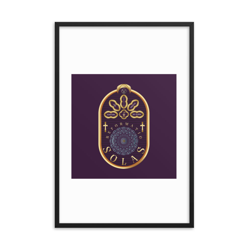 Framed poster The Five Solas of the Reformation Purple - Free Shipping