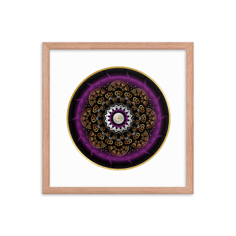 Framed poster Kuklos No 4497 Mandala Silver - Purple - Gold Free Shipping