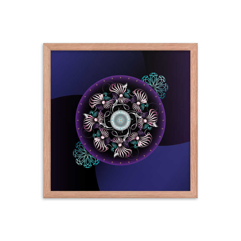 Framed Poster OVC No 4298 Intensely Intricate Mandala Purple - Pink - Aqua Free Shipping