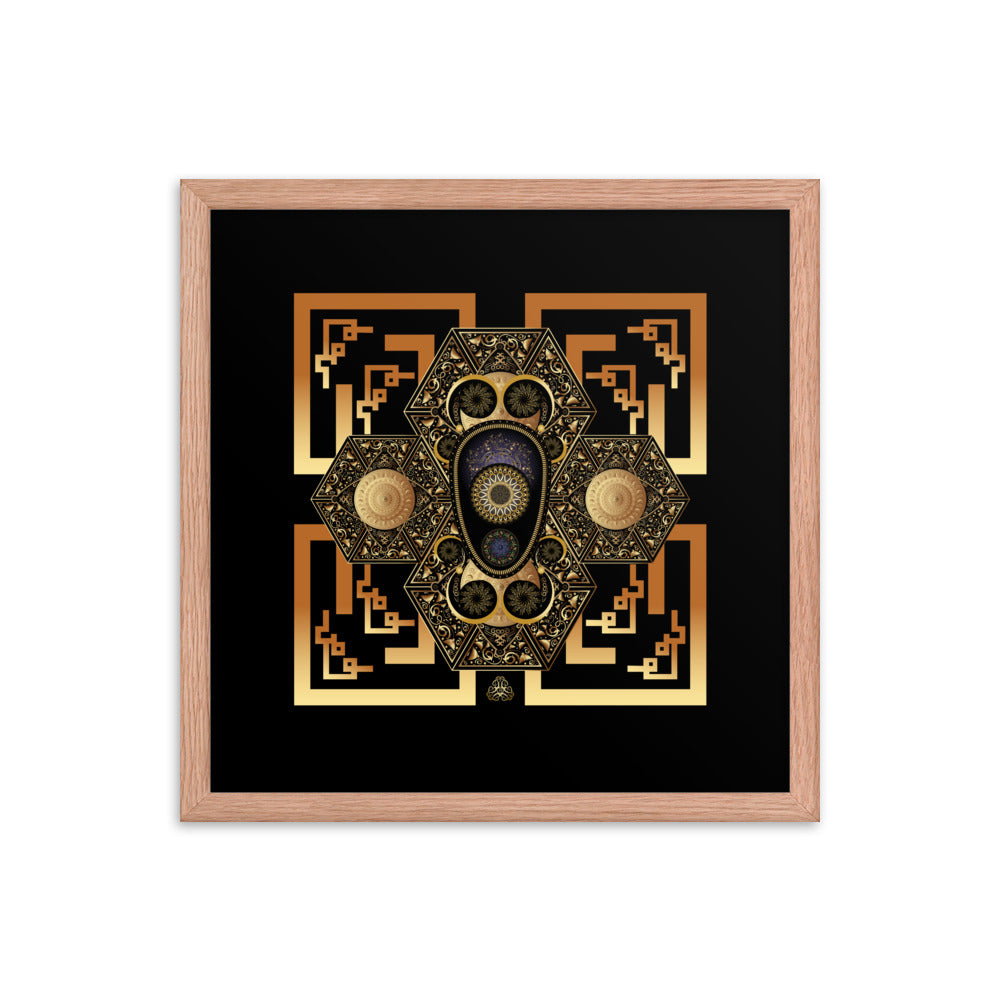 Framed Poster OVC No 4182 Intensely Intricate Mandala Black - Gold Free Shipping