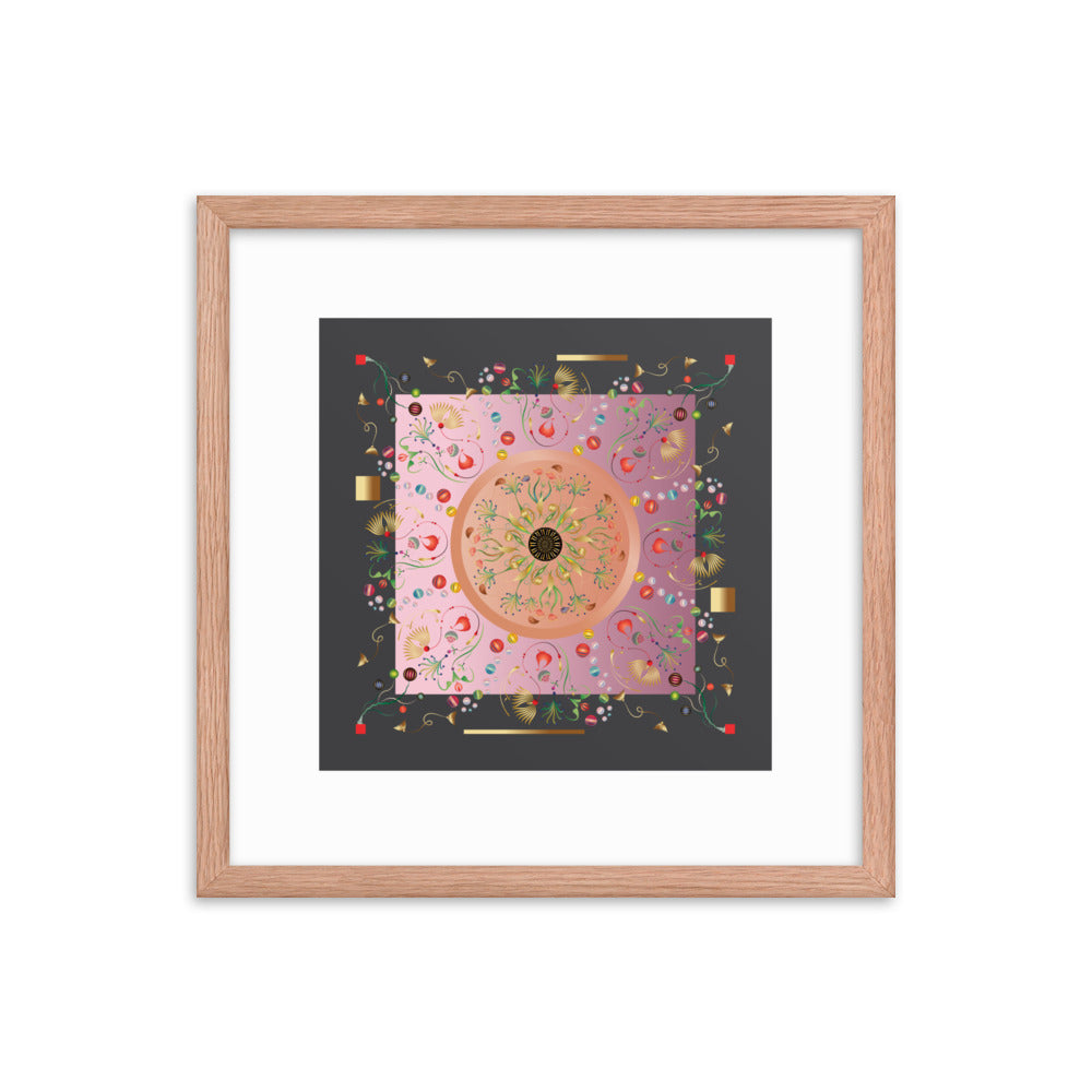 Framed Poster Kuklos No 4390 Mandala Aqua - Pink - Gold Free Shipping