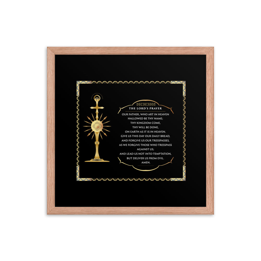 Framed poster The Lord's Prayer with a Golden Monstrance Free - Shipping