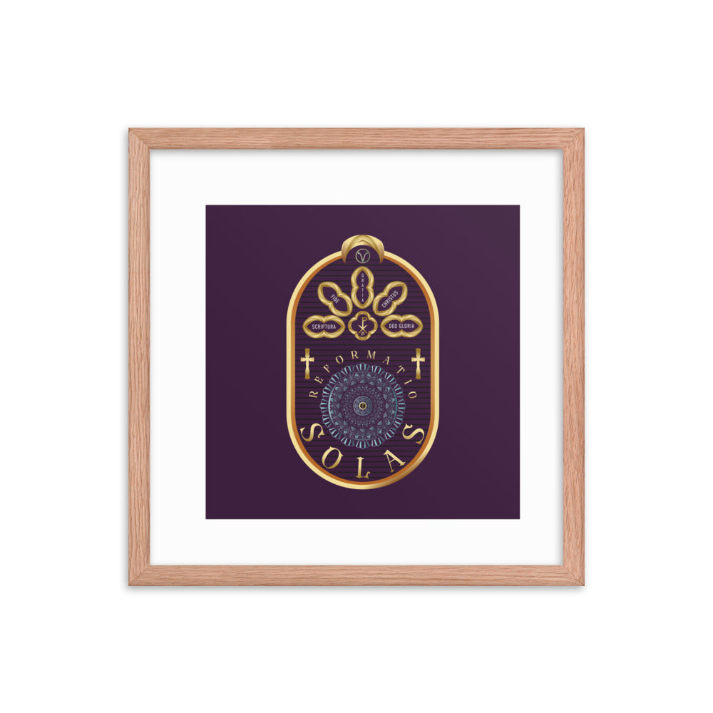 Framed poster The Five Solas of the Reformation Purple - Free Shipping
