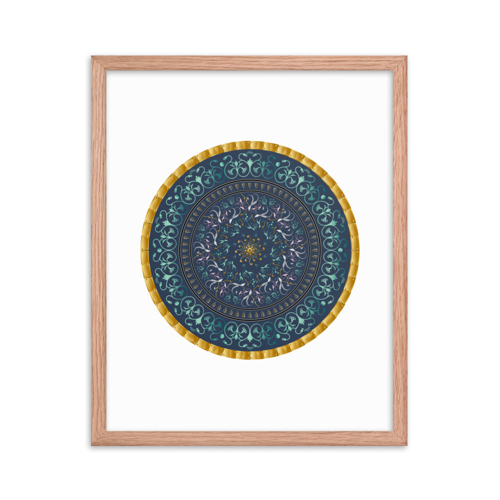 Framed poster Kuklos No 4495 Mandala Aqua - Gold Free Shipping