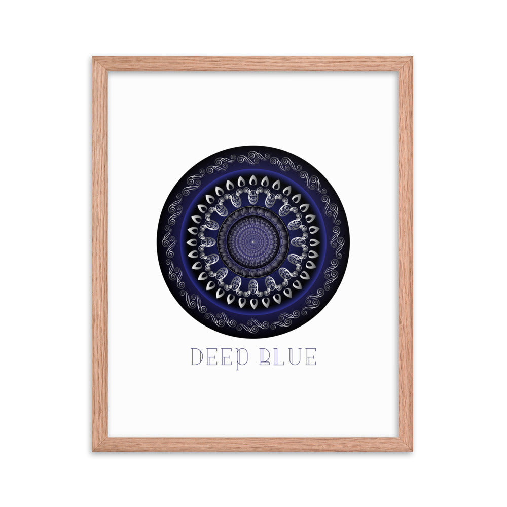 Framed Poster Circumplexical No 3761 Mandala Silver - Navy Free Shipping