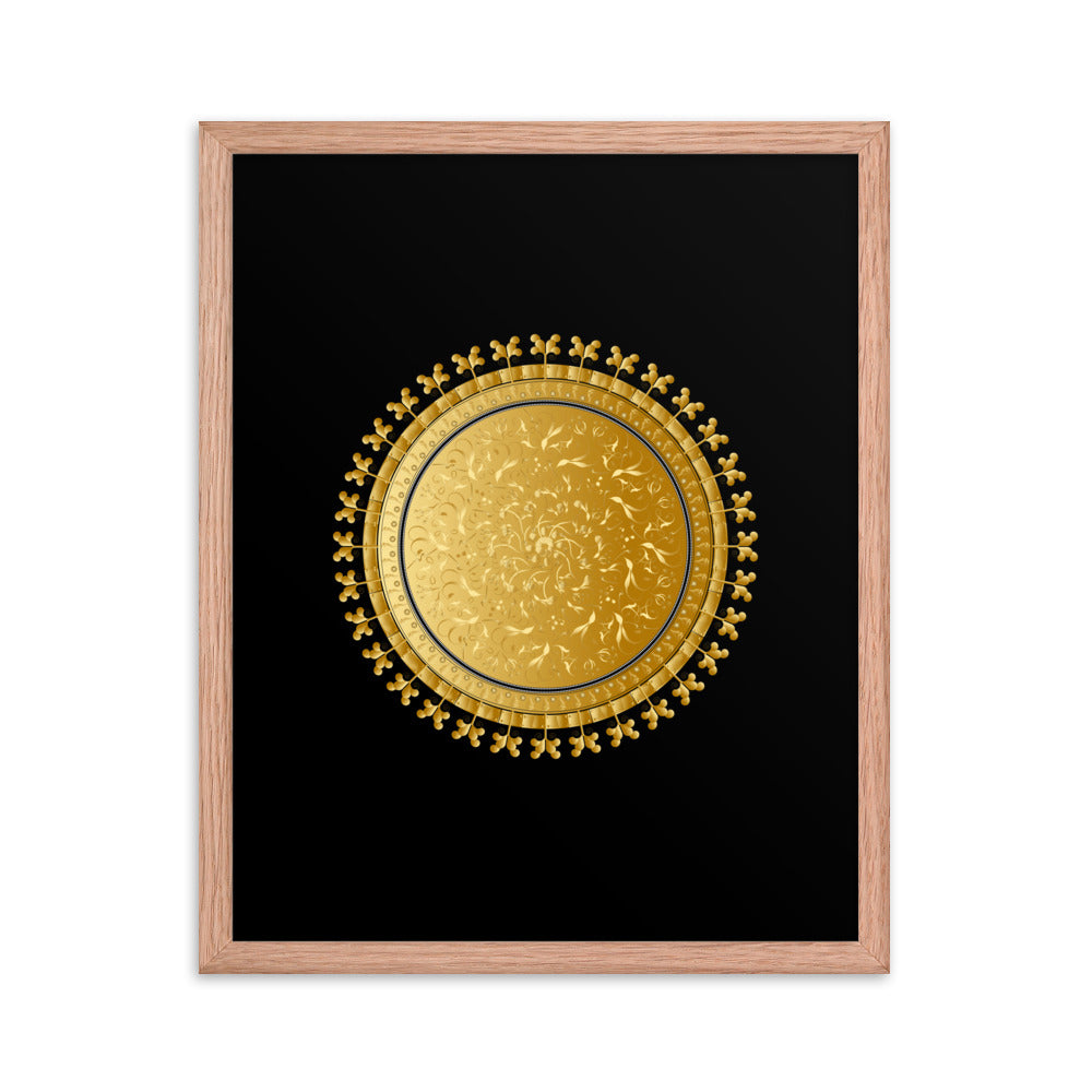 Framed Poster OVC No 4220 Intensely Intricate Mandala Black - Gold Free Shipping