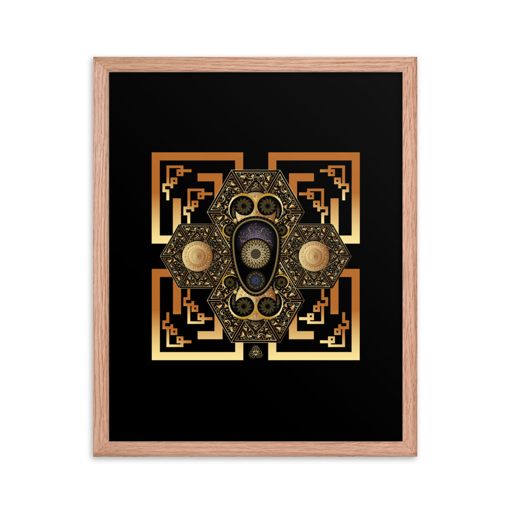 Framed Poster OVC No 4182 Intensely Intricate Mandala Black - Gold Free Shipping