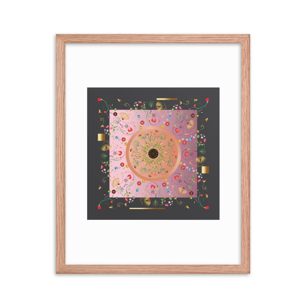 Framed Poster Kuklos No 4390 Mandala Aqua - Pink - Gold Free Shipping