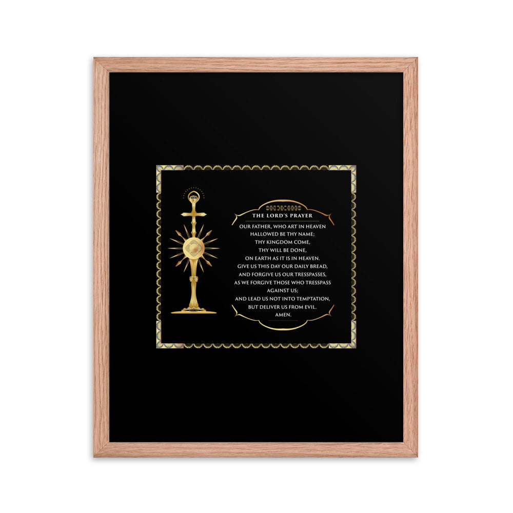 Framed poster The Lord's Prayer with a Golden Monstrance Free - Shipping