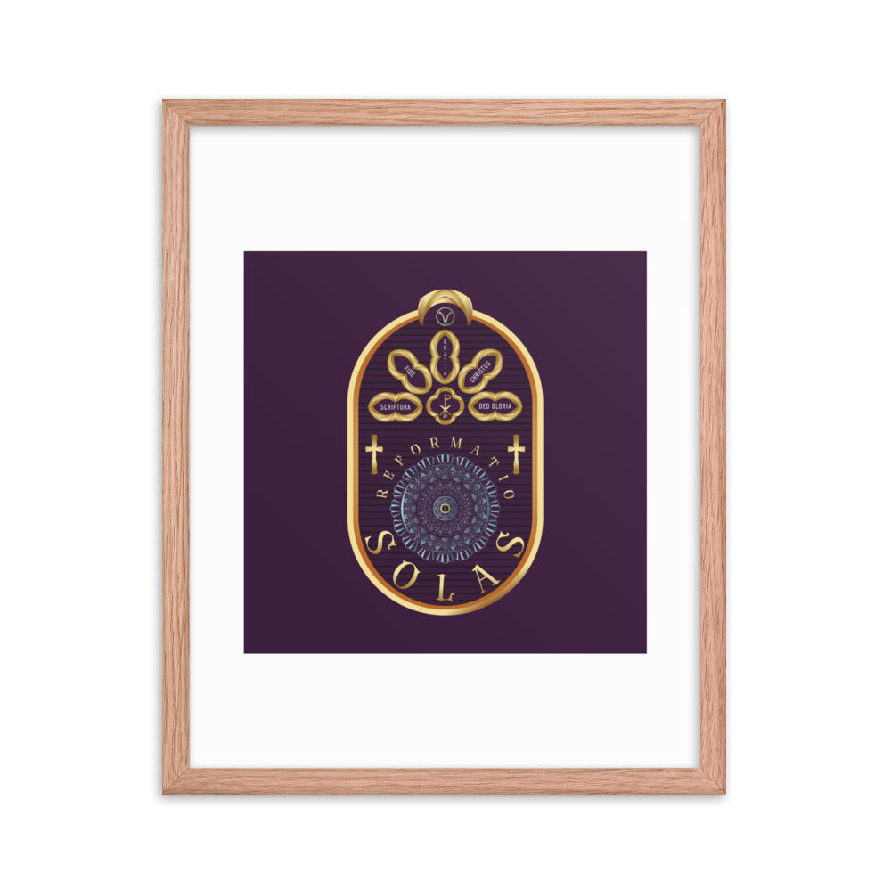 Framed poster The Five Solas of the Reformation Purple - Free Shipping
