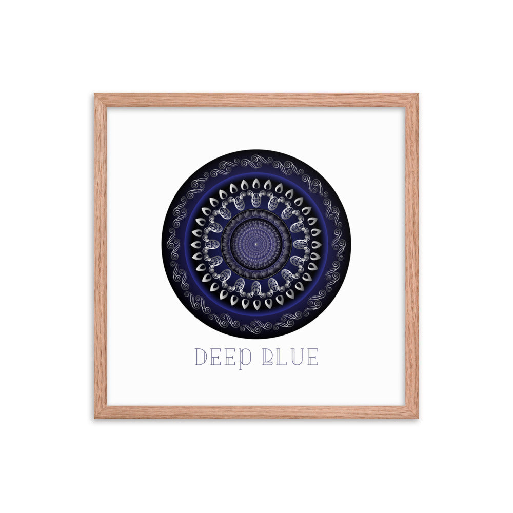 Framed Poster Circumplexical No 3761 Mandala Silver - Navy Free Shipping
