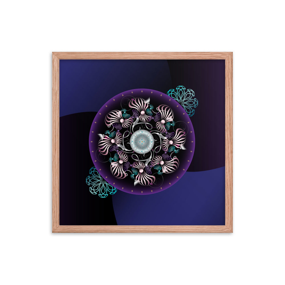 Framed Poster OVC No 4298 Intensely Intricate Mandala Purple - Pink - Aqua Free Shipping