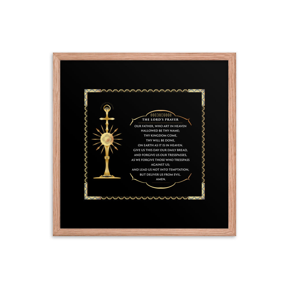 Framed poster The Lord's Prayer with a Golden Monstrance Free - Shipping