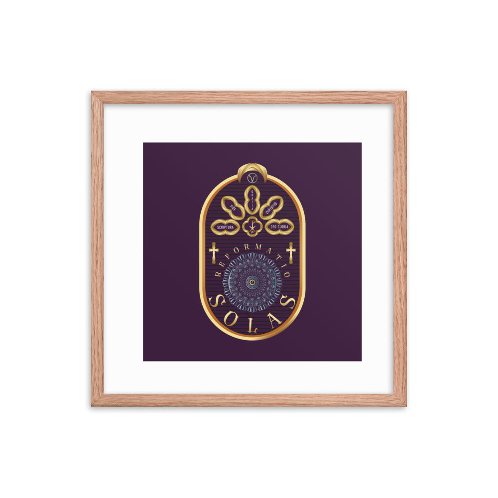 Framed poster The Five Solas of the Reformation Purple - Free Shipping
