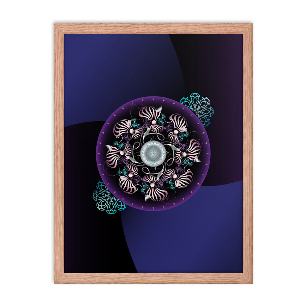 Framed Poster OVC No 4298 Intensely Intricate Mandala Purple - Pink - Aqua Free Shipping