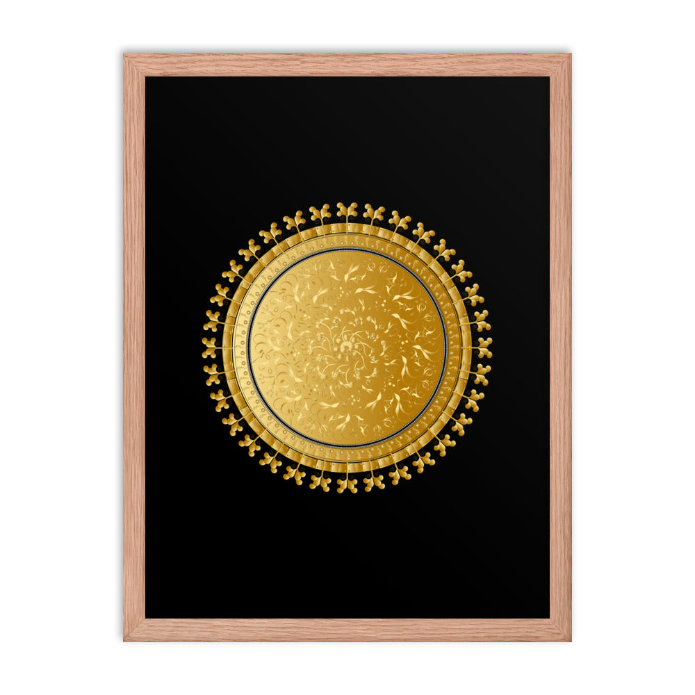Framed Poster OVC No 4220 Intensely Intricate Mandala Black - Gold Free Shipping