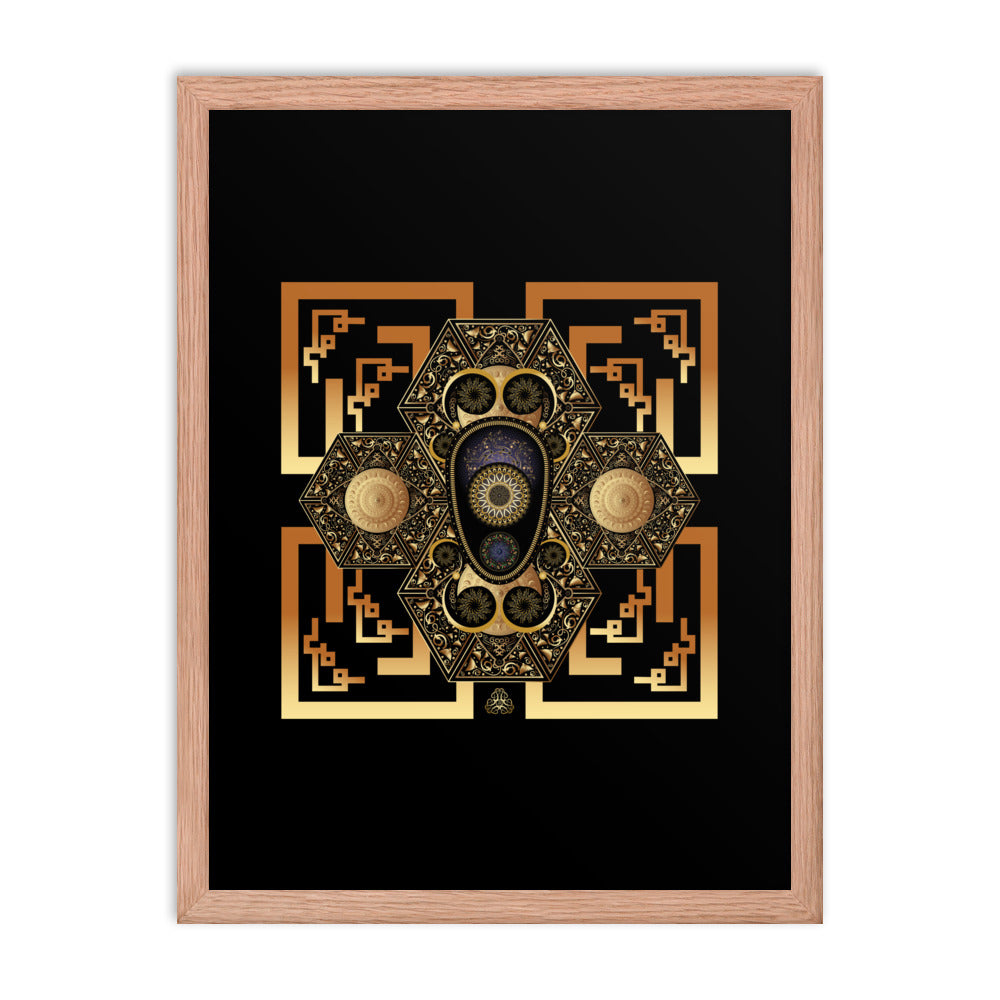 Framed Poster OVC No 4182 Intensely Intricate Mandala Black - Gold Free Shipping