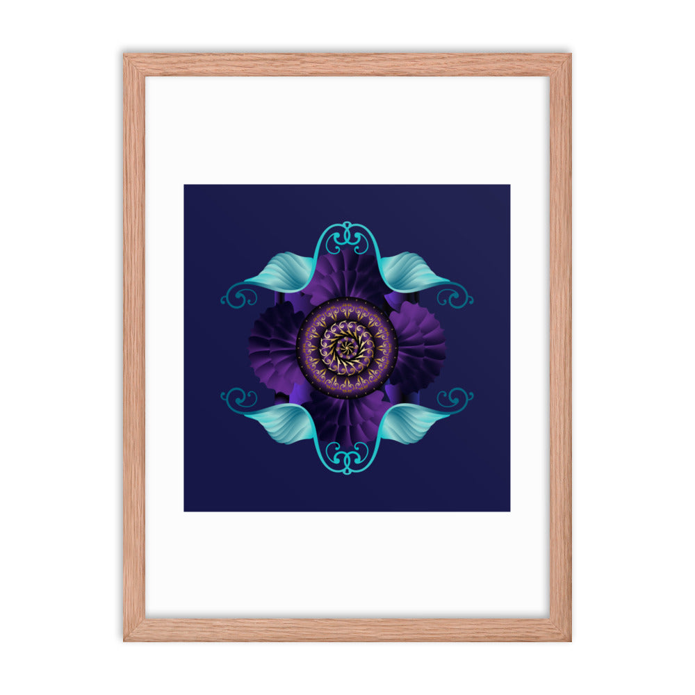 Framed Poster Kuklos No 4364 Mandala Aqua - Purple - Gold Free Shipping
