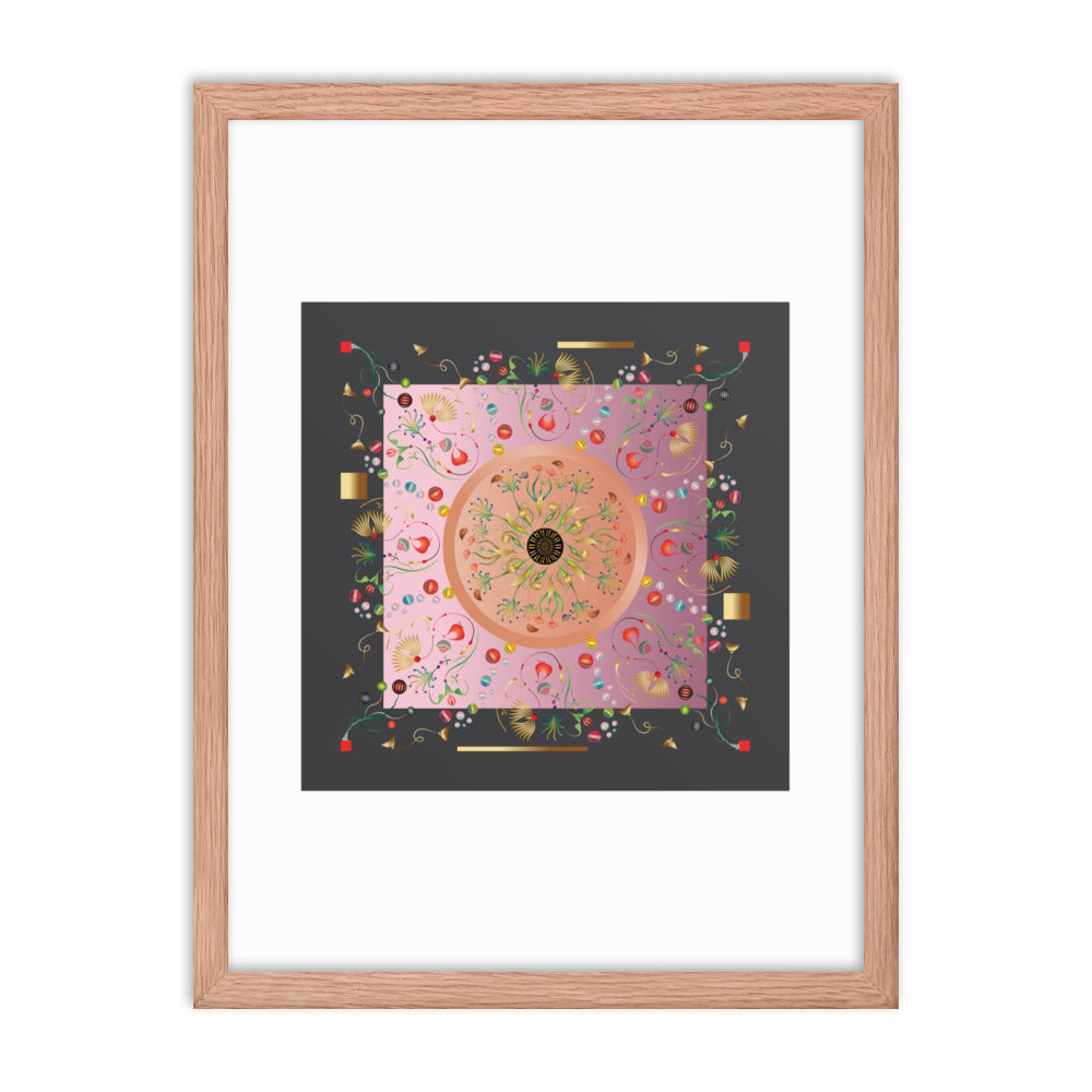 Framed Poster Kuklos No 4390 Mandala Aqua - Pink - Gold Free Shipping