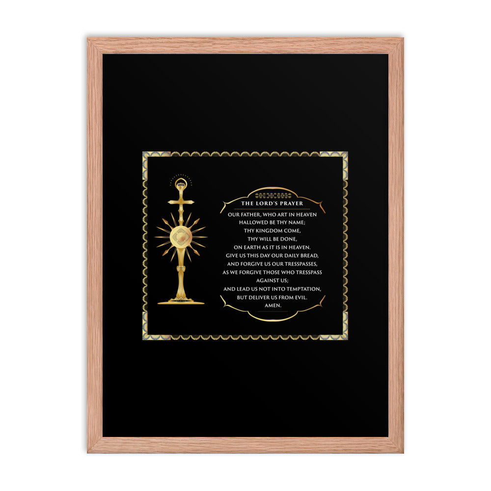 Framed poster The Lord's Prayer with a Golden Monstrance Free - Shipping