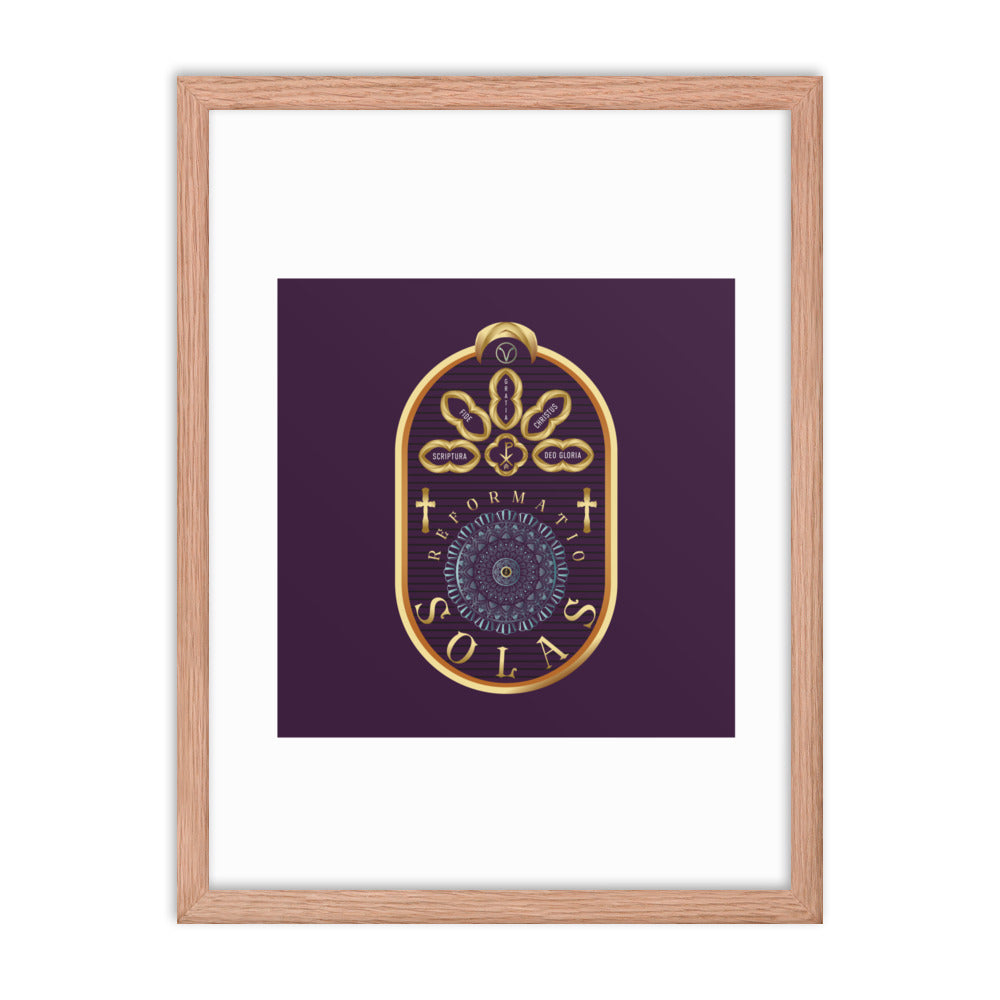 Framed poster The Five Solas of the Reformation Purple - Free Shipping