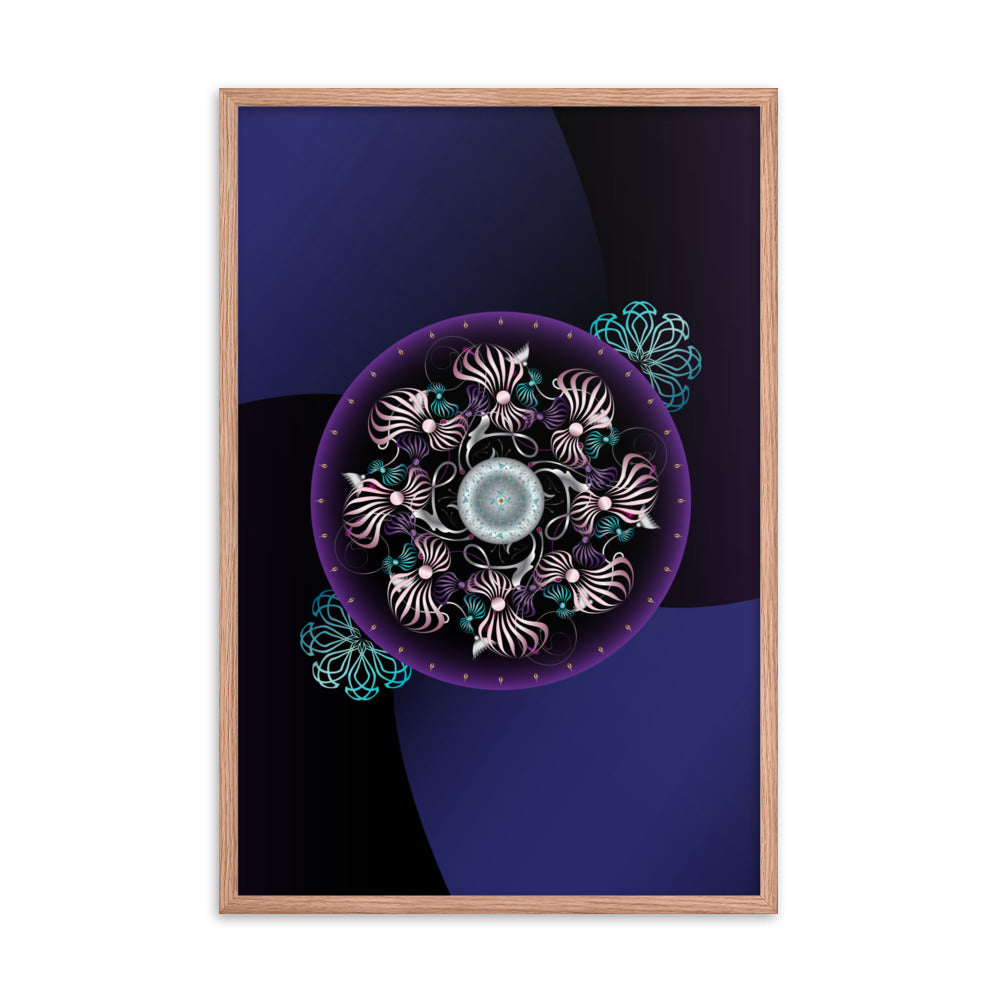 Framed Poster OVC No 4298 Intensely Intricate Mandala Purple - Pink - Aqua Free Shipping
