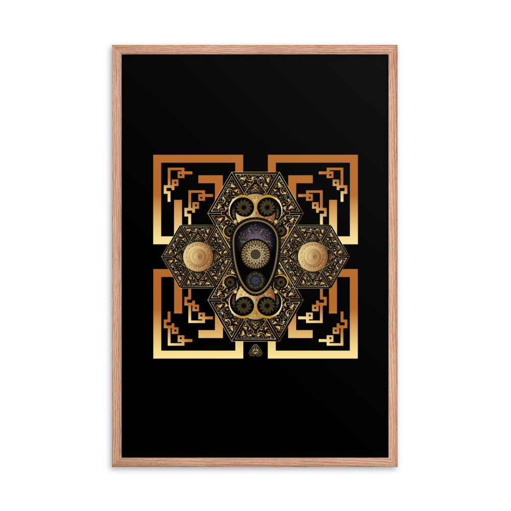 Framed Poster OVC No 4182 Intensely Intricate Mandala Black - Gold Free Shipping