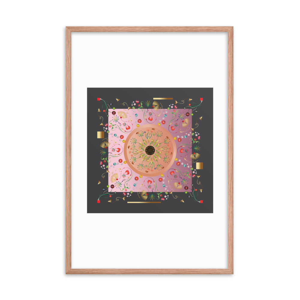 Framed Poster Kuklos No 4390 Mandala Aqua - Pink - Gold Free Shipping