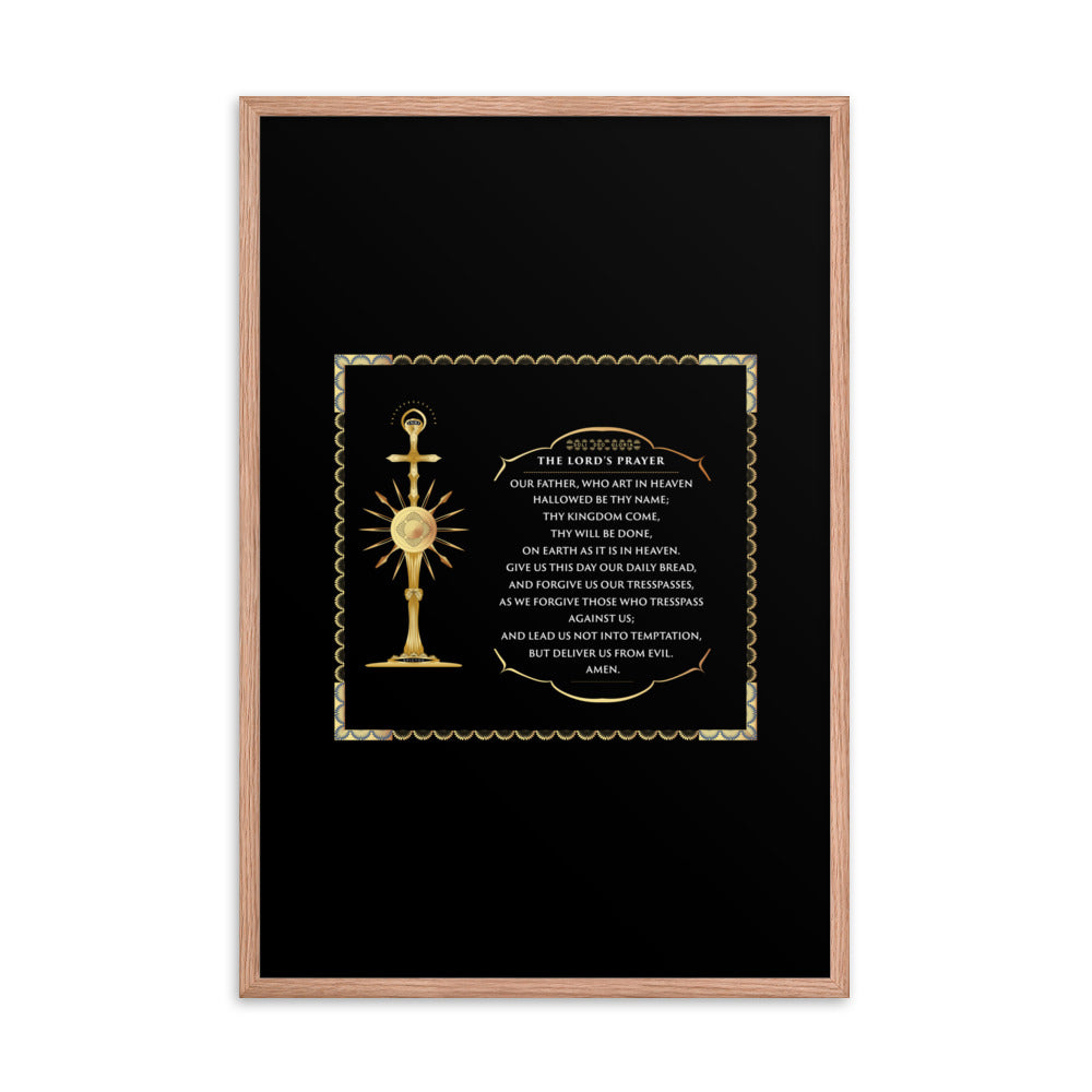 Framed poster The Lord's Prayer with a Golden Monstrance Free - Shipping