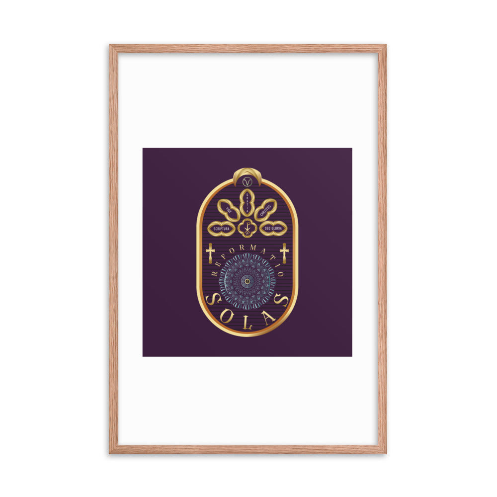 Framed poster The Five Solas of the Reformation Purple - Free Shipping