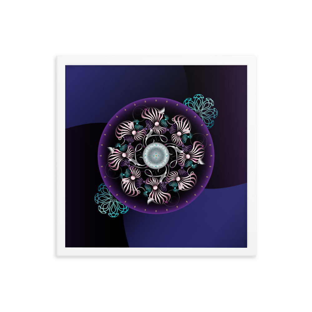 Framed Poster OVC No 4298 Intensely Intricate Mandala Purple - Pink - Aqua Free Shipping
