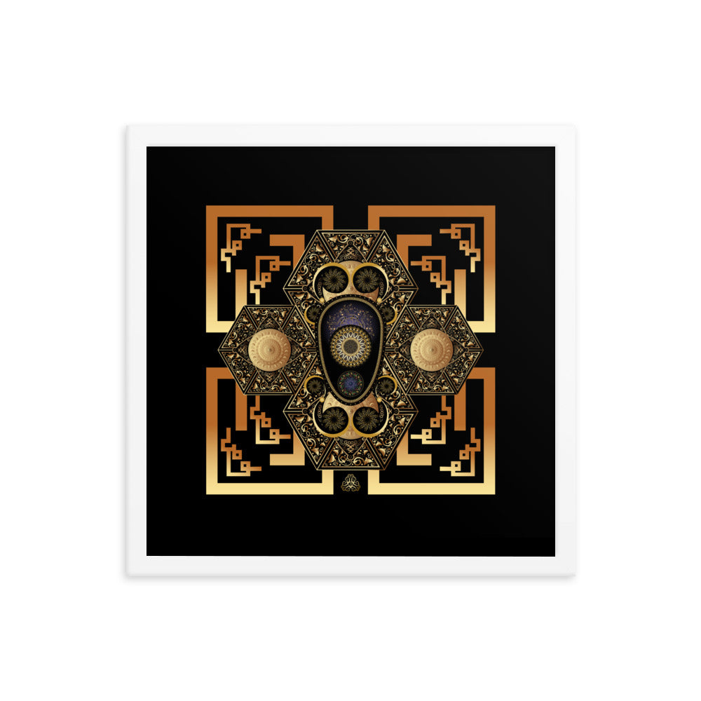 Framed Poster OVC No 4182 Intensely Intricate Mandala Black - Gold Free Shipping