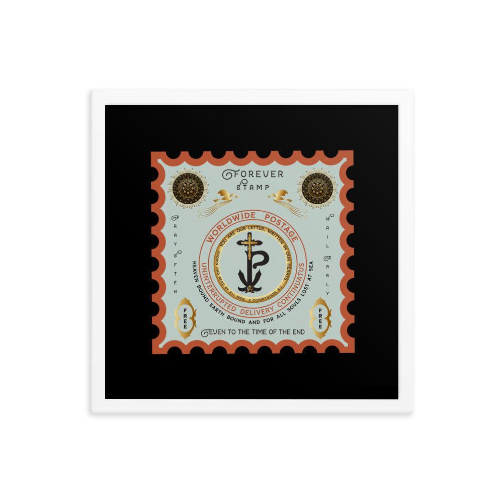 Framed poster Christogram 'Forever Stamp' Good till the time of the end - Free Shipping