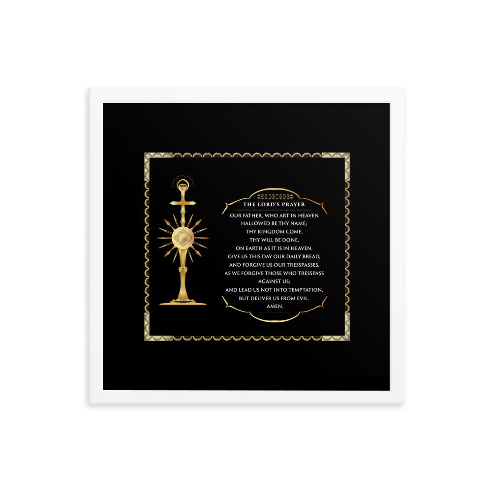 Framed poster The Lord's Prayer with a Golden Monstrance Free - Shipping
