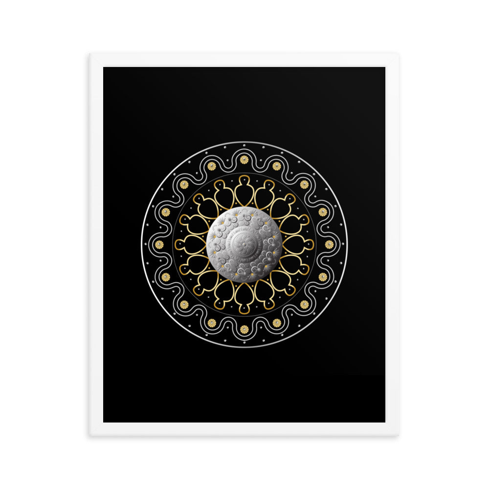 Framed Poster Circulosity No 2810 Mandala Silver - Gold Free Shipping