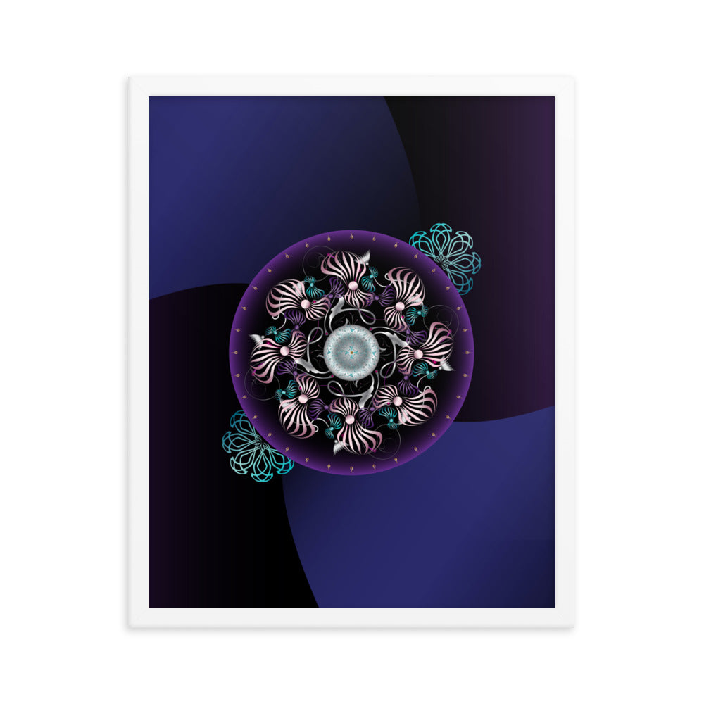 Framed Poster OVC No 4298 Intensely Intricate Mandala Purple - Pink - Aqua Free Shipping