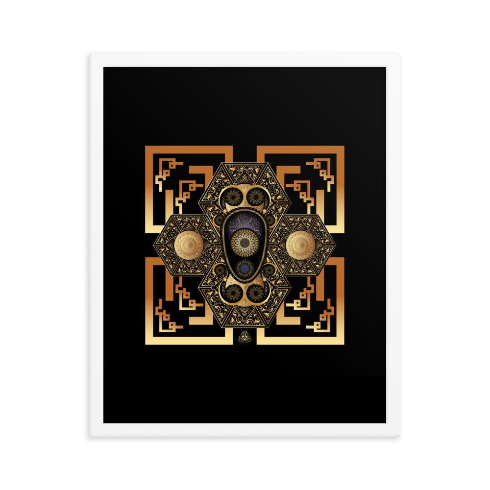 Framed Poster OVC No 4182 Intensely Intricate Mandala Black - Gold Free Shipping