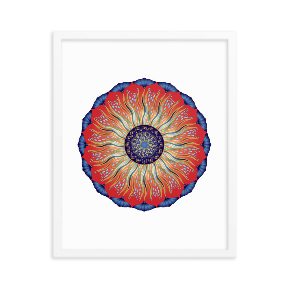 Framed Poster Circularium No 2627 Mandala Navy - Red - Gold Free Shipping