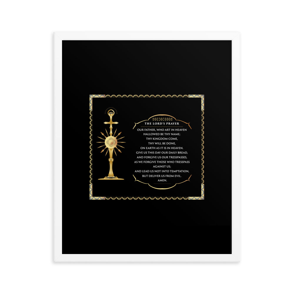 Framed poster The Lord's Prayer with a Golden Monstrance Free - Shipping