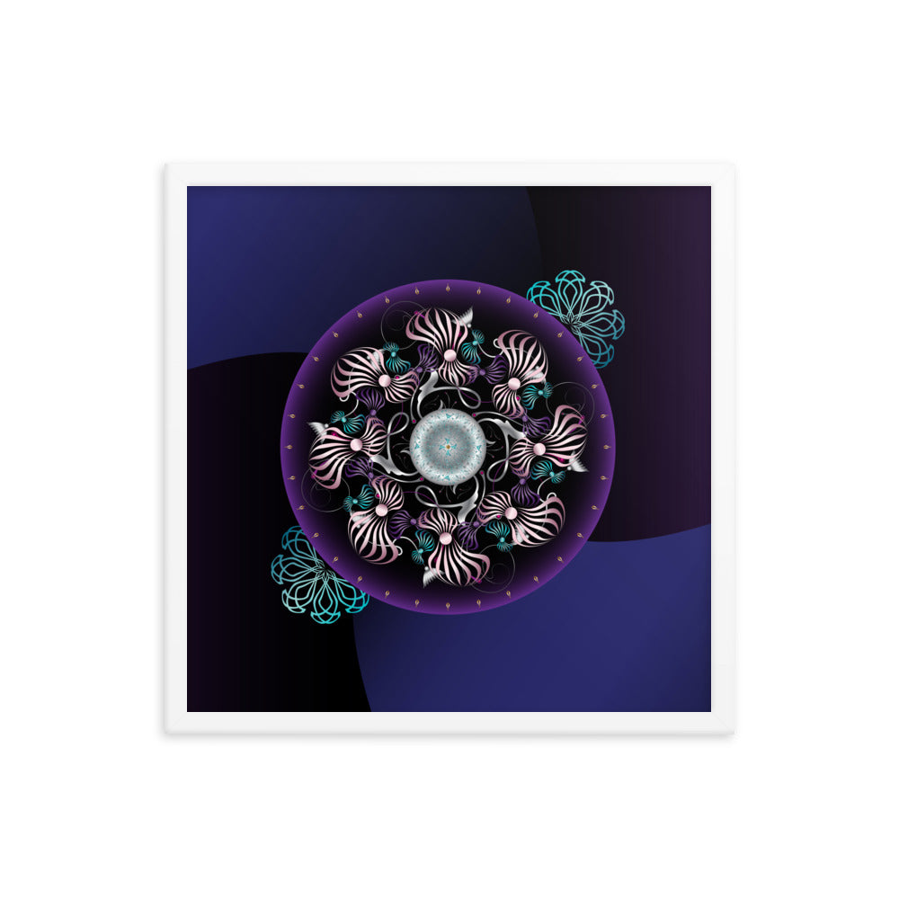 Framed Poster OVC No 4298 Intensely Intricate Mandala Purple - Pink - Aqua Free Shipping