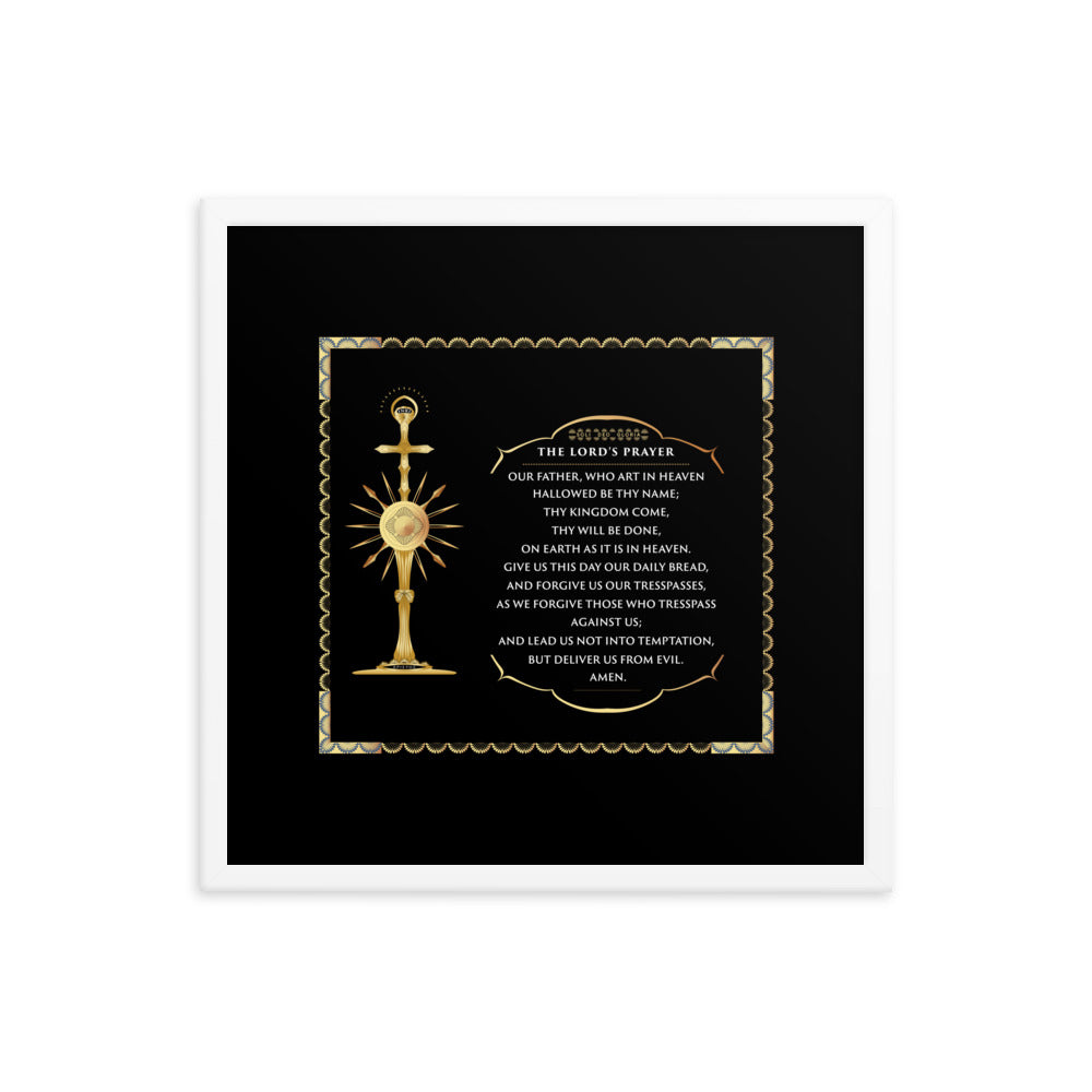 Framed poster The Lord's Prayer with a Golden Monstrance Free - Shipping