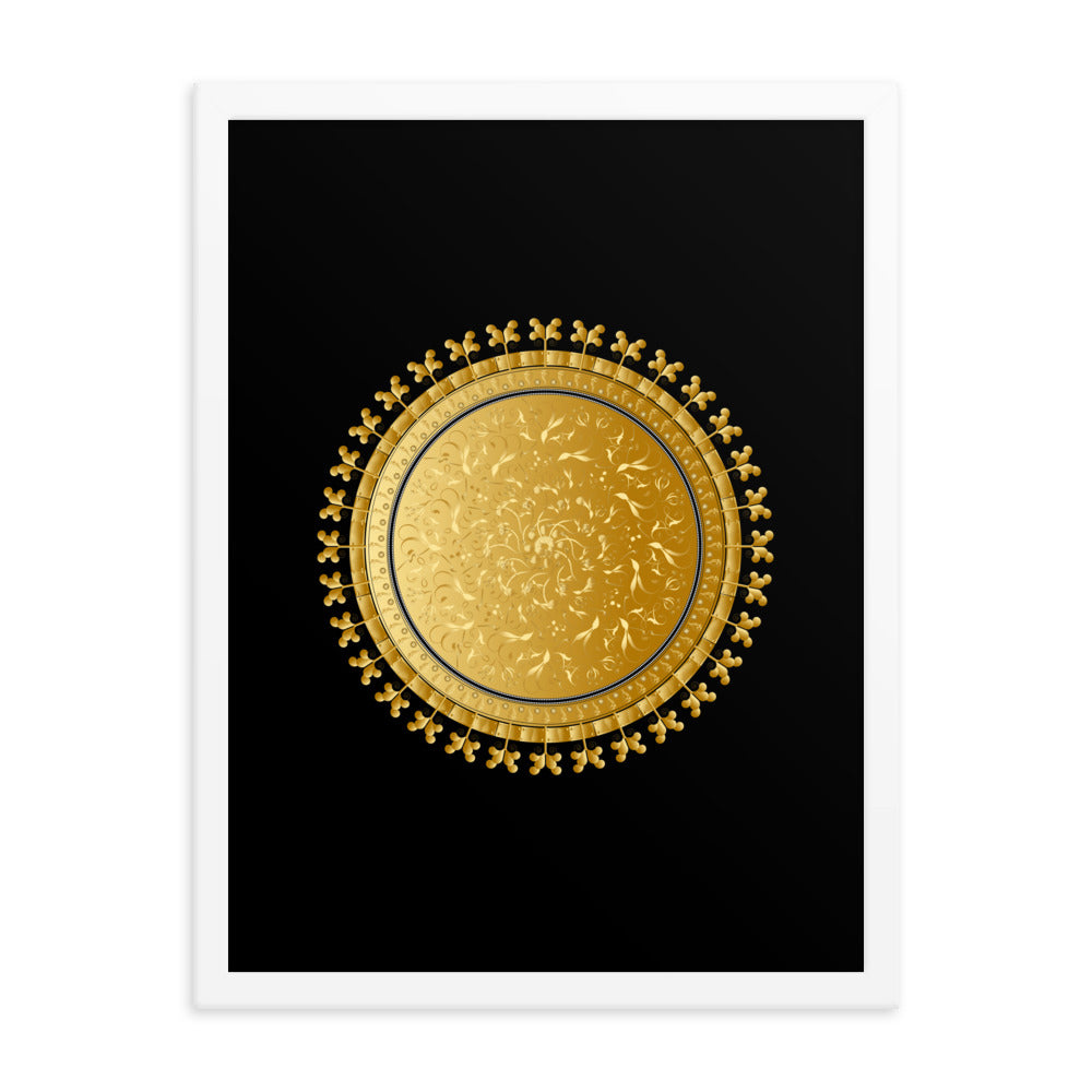 Framed Poster OVC No 4220 Intensely Intricate Mandala Black - Gold Free Shipping