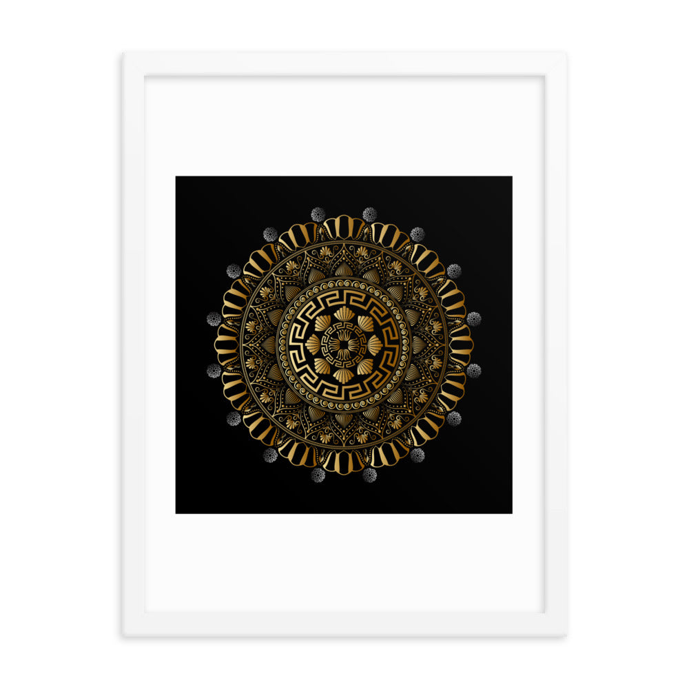 Framed Poster Kuklos No 4354 Mandala Black - Gold Free Shipping