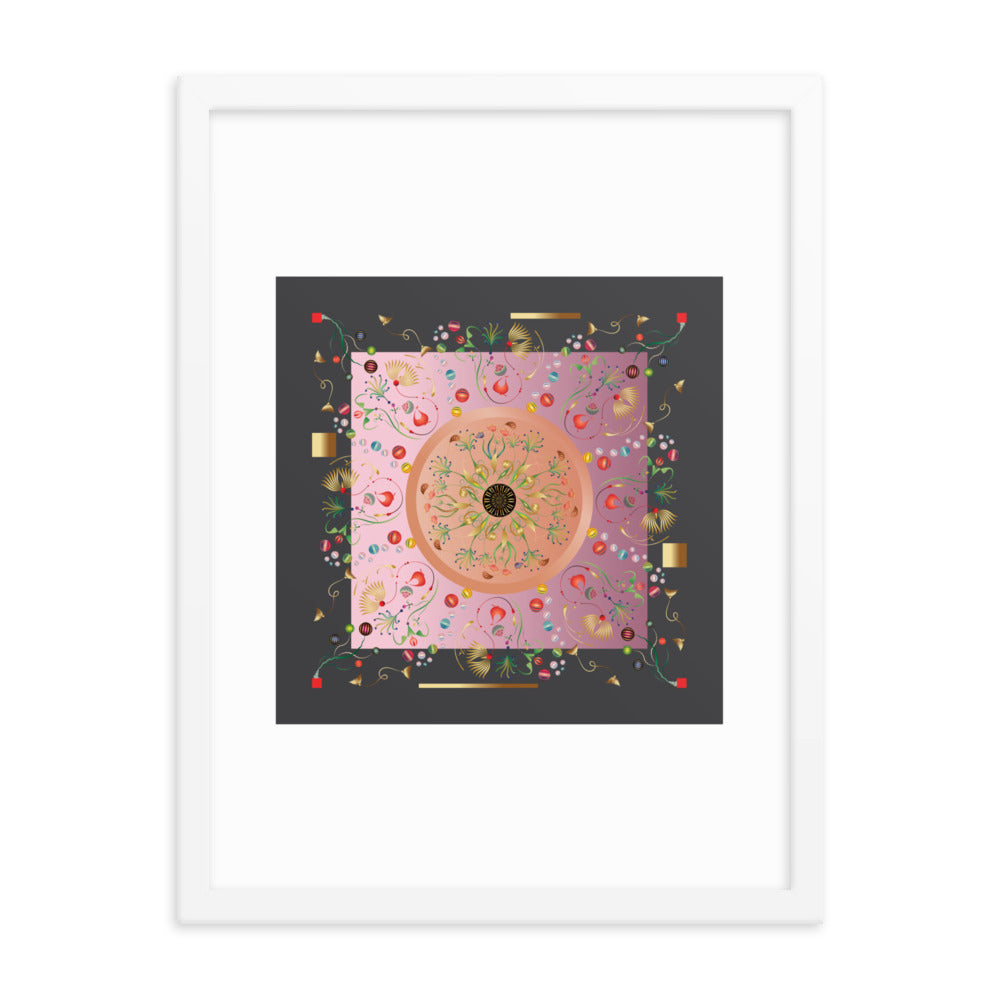 Framed Poster Kuklos No 4390 Mandala Aqua - Pink - Gold Free Shipping