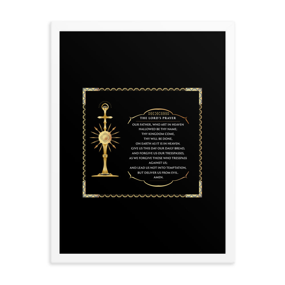 Framed poster The Lord's Prayer with a Golden Monstrance Free - Shipping