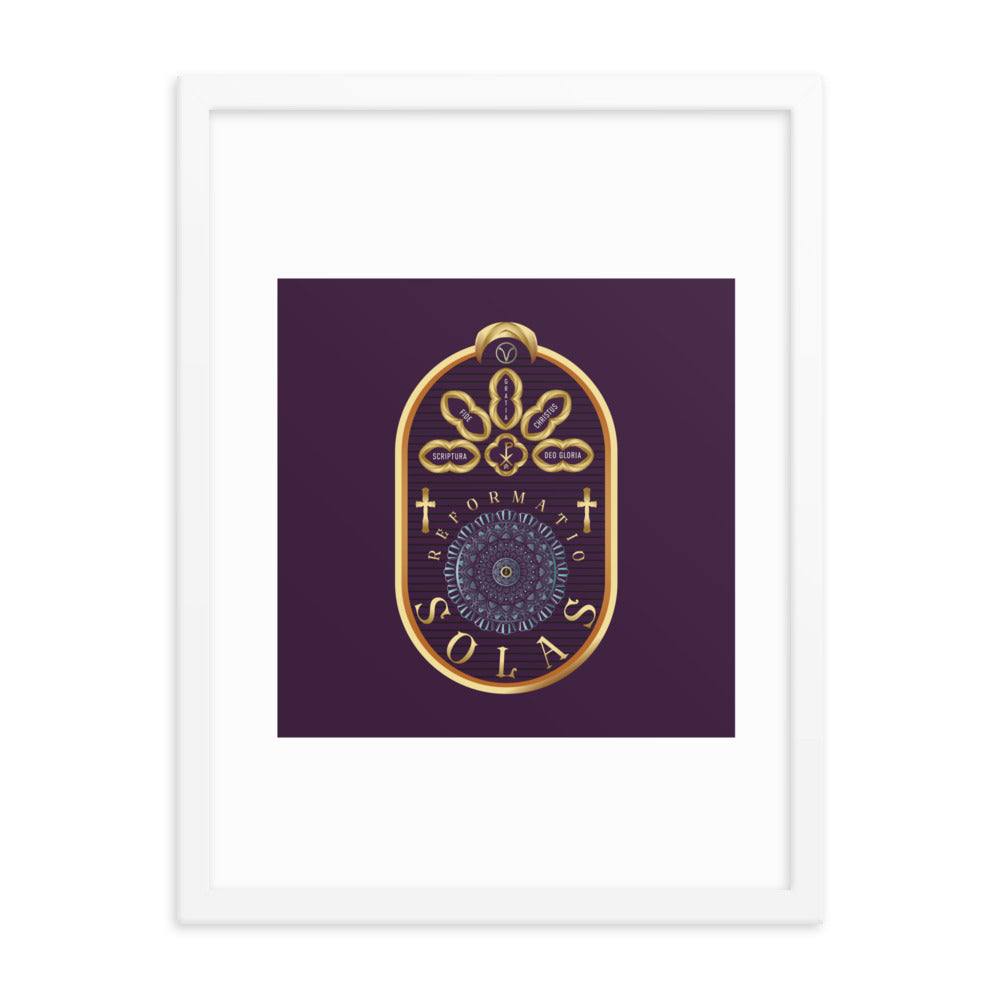 Framed poster The Five Solas of the Reformation Purple - Free Shipping