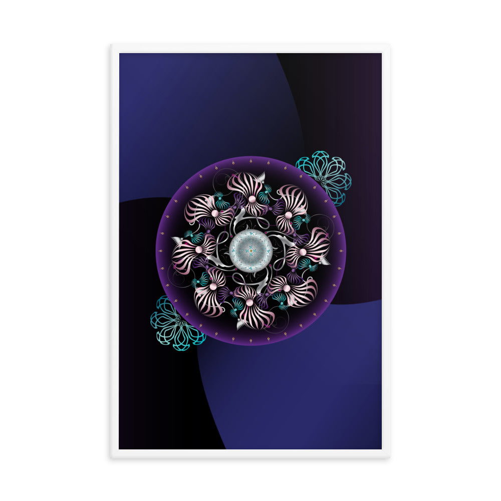 Framed Poster OVC No 4298 Intensely Intricate Mandala Purple - Pink - Aqua Free Shipping