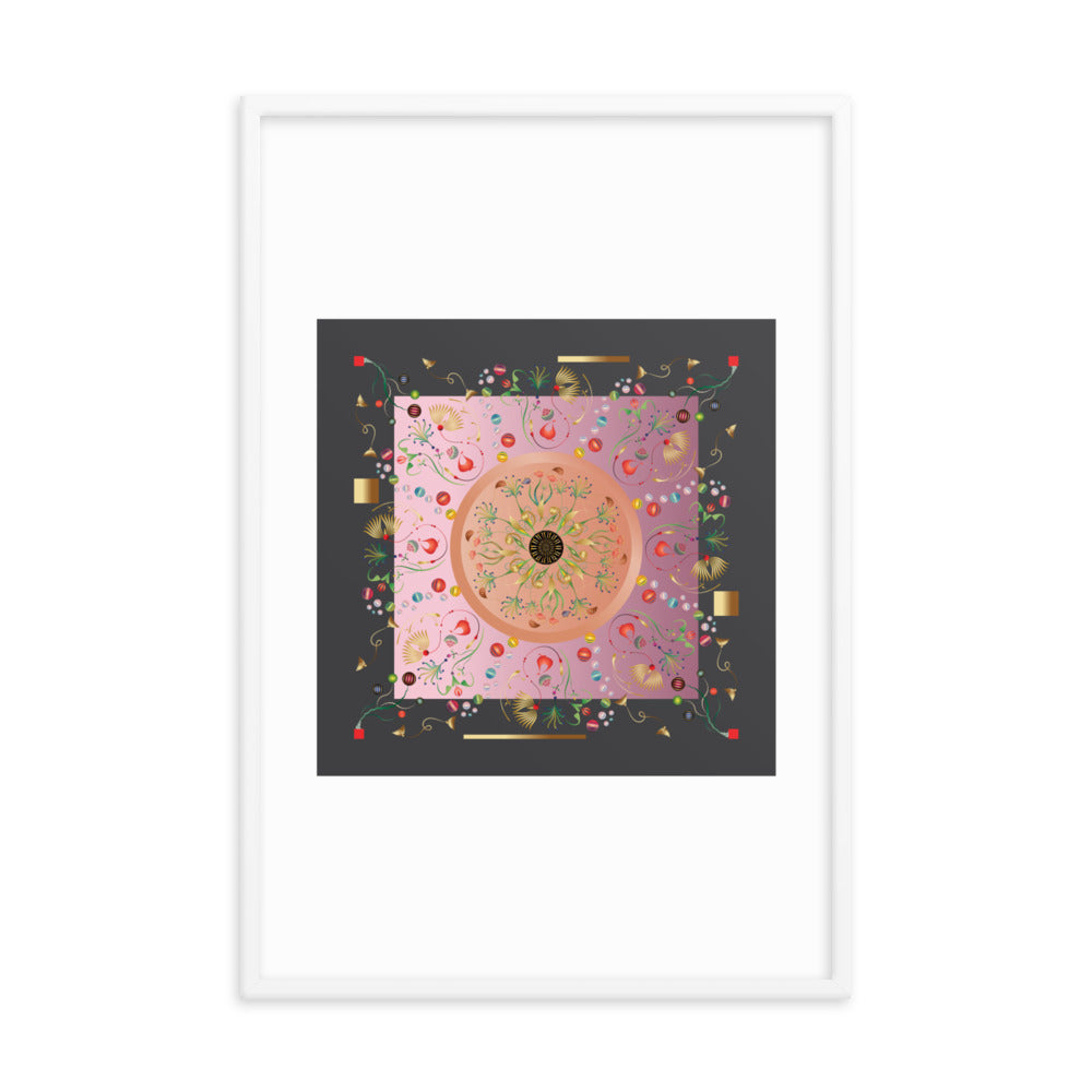 Framed Poster Kuklos No 4390 Mandala Aqua - Pink - Gold Free Shipping