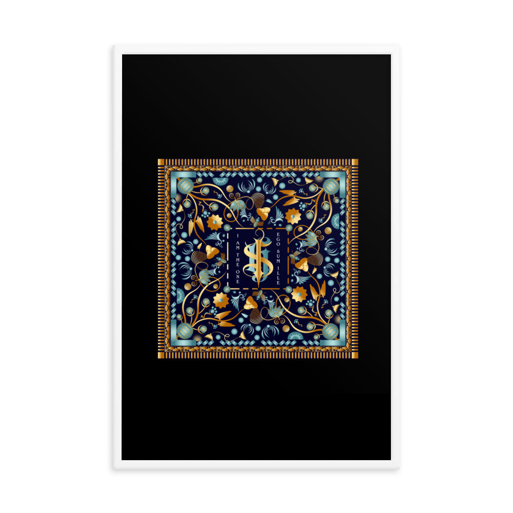 Framed Poster Kuklos No 4453 Mandala Aqua - Gold Free Shipping