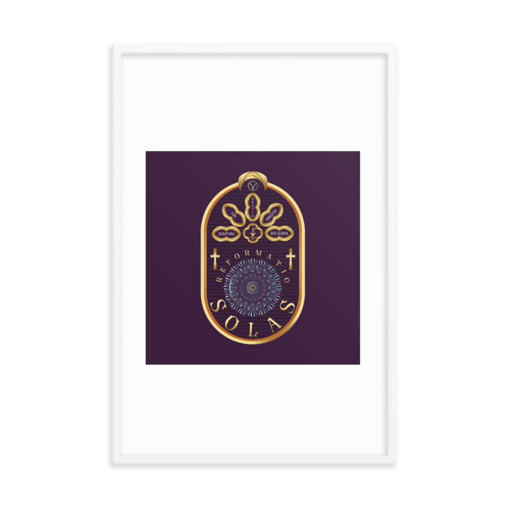 Framed poster The Five Solas of the Reformation Purple - Free Shipping